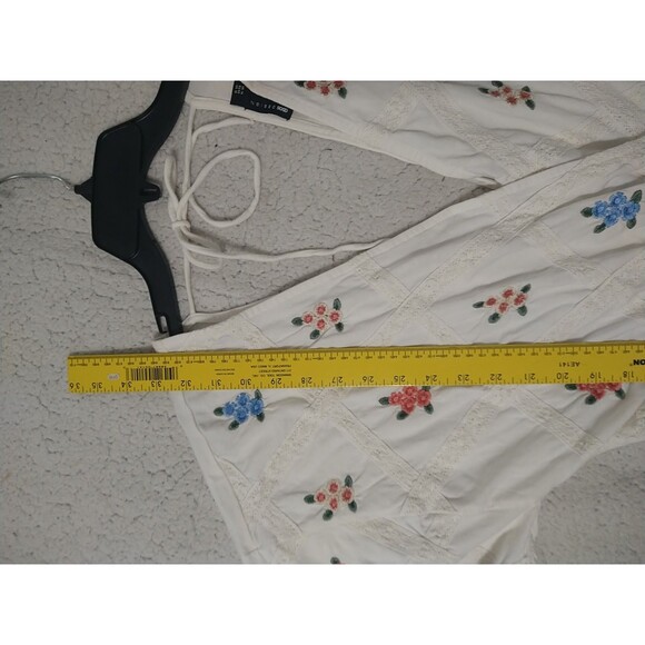 Asos Floral Puff Sleeve Embroidered Mini Dress Size 10 Boho Cottage Core Beachy - Picture 7 of 10